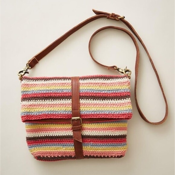 Sundance Anabaglish Yolanda Good Hope Foldover Crochet Colorful Crossbody Bag - Picture 1 of 12